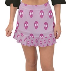 Alien Pattern Pink Fishtail Mini Chiffon Skirt by Ket1n9