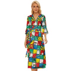 Snakes And Ladders Midsummer Wrap Dress by Ket1n9