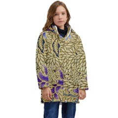 Traditional Art Batik Pattern Kids  Hooded Longline Puffer Jacket by Ket1n9