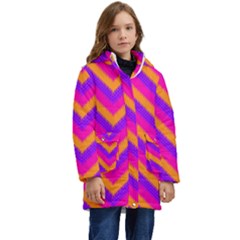 Chevron Kids  Hooded Longline Puffer Jacket by Ket1n9