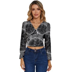 Space Universe Earth Rocket Long Sleeve V-neck Top by Ket1n9