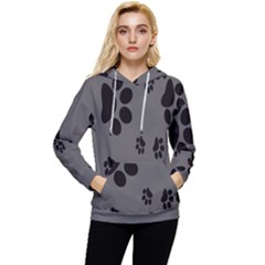 Dog Foodprint Paw Prints Seamless Background And Pattern Women s Lightweight Drawstring Hoodie by Ket1n9