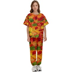 Leaves Texture Kids  T-shirt And Pants Sports Set by Ket1n9