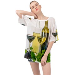 White Wine Red Wine The Bottle Oversized Chiffon Top by Ket1n9