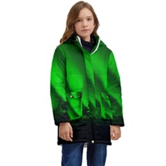 Aurora Borealis Northern Lights Kids  Hooded Longline Puffer Jacket by Ket1n9