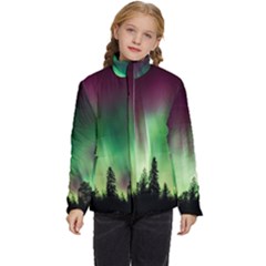 Aurora Borealis Northern Lights Kids  Puffer Bubble Jacket Coat by Ket1n9