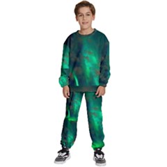 Northern Lights Plasma Sky Kids  Sweatshirt Set by Ket1n9