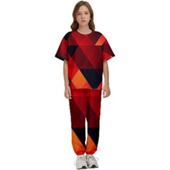 Abstract Triangle Wallpaper Kids  T-shirt And Pants Sports Set by Ket1n9