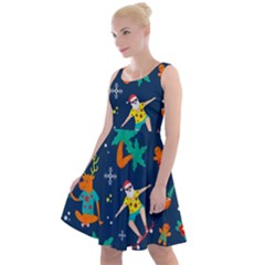 Colorful Funny Christmas Pattern Knee Length Skater Dress by Ket1n9