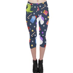 Colorful Funny Christmas Pattern Capri Leggings  by Ket1n9