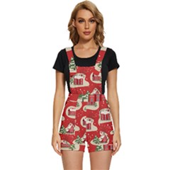 Christmas New Year Seamless Pattern Short Overalls by Ket1n9