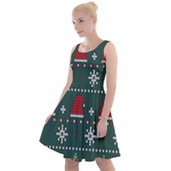 Beautiful Knitted Christmas Pattern Knee Length Skater Dress by Ket1n9