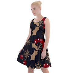 Dinosaur Colorful Funny Christmas Pattern Knee Length Skater Dress by Ket1n9