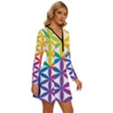 Heart Energy Medicine Long Sleeve Deep V Mini Dress  View3