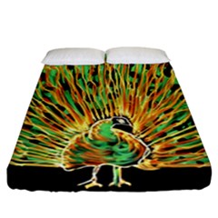 Unusual Peacock Drawn With Flame Lines Fitted Sheet (california King Size) by Ket1n9