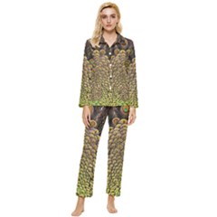 Peacock Feathers Wheel Plumage Womens  Long Sleeve Velvet Pocket Pajamas Set by Ket1n9