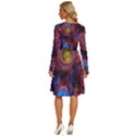 Pretty Peacock Feather Long Sleeve Dress With Pocket View4