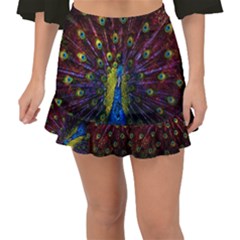 Beautiful Peacock Feather Fishtail Mini Chiffon Skirt by Ket1n9