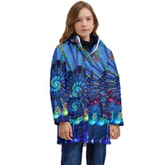 Top Peacock Feathers Kids  Hooded Longline Puffer Jacket by Ket1n9