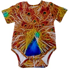 Fractal Peacock Art Baby Short Sleeve Bodysuit by Ket1n9