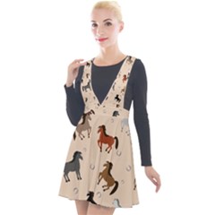 Horses For Courses Pattern Plunge Pinafore Velour Dress by Ket1n9