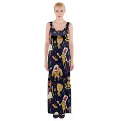 Alien Surface Pattern Thigh Split Maxi Dress by Ket1n9