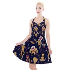 Alien Surface Pattern Halter Party Swing Dress  by Ket1n9