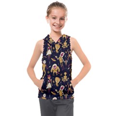 Alien Surface Pattern Kids  Sleeveless Hoodie by Ket1n9