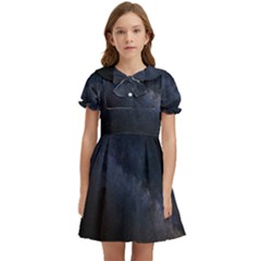 Cosmos Dark Hd Wallpaper Milky Way Kids  Bow Tie Puff Sleeve Dress by Ket1n9