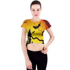 Halloween Night Terrors Crew Neck Crop Top by Ket1n9