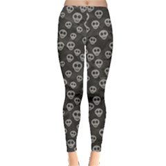 Skull Halloween Background Texture Everyday Leggings  by Ket1n9