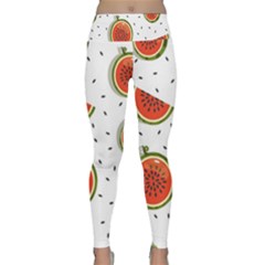 Seamless Background Pattern-with-watermelon Slices Lightweight Velour Classic Yoga Leggings by Ket1n9