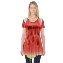 Seamless Background With Watermelon Slices Short Sleeve Tunic  by Ket1n9