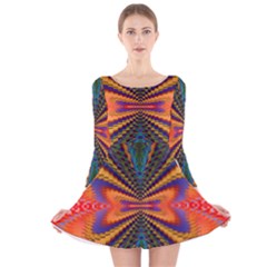 Casanova Abstract Art-colors Cool Druffix Flower Freaky Trippy Long Sleeve Velvet Skater Dress by Ket1n9