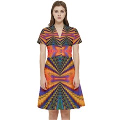 Casanova Abstract Art-colors Cool Druffix Flower Freaky Trippy Short Sleeve Waist Detail Dress by Ket1n9