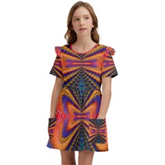 Casanova Abstract Art-colors Cool Druffix Flower Freaky Trippy Kids  Frilly Sleeves Pocket Dress by Ket1n9