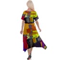 Abstract Vibrant Colour Cross Front Sharkbite Hem Maxi Dress View2