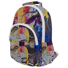 Graffiti Mural Street Art Painting Rounded Multi Pocket Backpack by Ket1n9