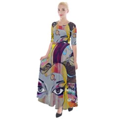 Graffiti Mural Street Art Painting Half Sleeves Maxi Dress by Ket1n9