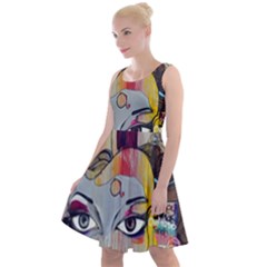 Graffiti Mural Street Art Painting Knee Length Skater Dress by Ket1n9