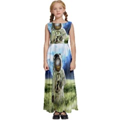 Astronaut Kids  Satin Sleeveless Maxi Dress by Ket1n9