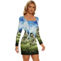 Astronaut Long Sleeve Square Neck Bodycon Velvet Dress View3