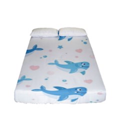 Seamless Pattern With Cute Sharks Hearts Fitted Sheet (full/ Double Size) by Ket1n9