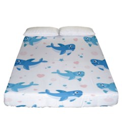 Seamless Pattern With Cute Sharks Hearts Fitted Sheet (california King Size) by Ket1n9