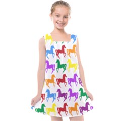 Colorful Horse Background Wallpaper Kids  Cross Back Dress by Hannah976