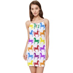 Colorful Horse Background Wallpaper Summer Tie Front Dress by Hannah976