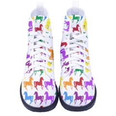 Colorful Horse Background Wallpaper Men s High-top Canvas Sneakers by Hannah976