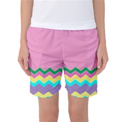 Easter Chevron Pattern Stripes Women s Basketball Shorts by Hannah976