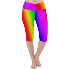 Multi Color Rainbow Background Lightweight Velour Cropped Yoga Leggings by Hannah976