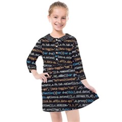 Close Up Code Coding Computer Kids  Quarter Sleeve Shirt Dress by Hannah976